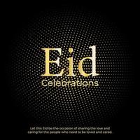 elegante eid Mubarak diseño en dorado color con brillante texto, antecedentes y hermosa cita. vector modelo