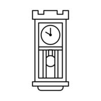 ancient wall clock in outline style. showing ten o' clock. isolated on white background. vector illustration.