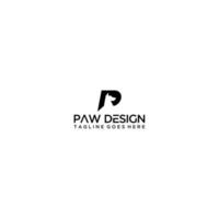 Paw design with letter P logo design vector