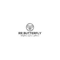 Butterfly logo. The letter RR that forms a butterfly vector
