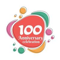 100th anniversary celebration logo colorful design with bubbles on white background abstract vector illustration