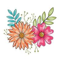 mano dibujo flores elemento conjunto 01 vector