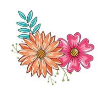 mano dibujo flores elemento conjunto 01 vector