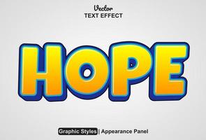 hope text effect with yellow color graphic style editable vector