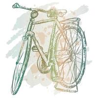 Old bicycle sketch drawing illustration vector