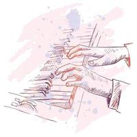 Sketch of player keyboard music vector