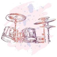 Sketch of drum, percussion instrument. vector