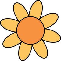 one flower in the style of the 70s groovy for creating patterns for backgrounds and cards. Vector illustration