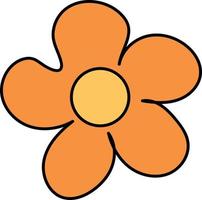 one flower in the style of the 70s groovy for creating patterns for backgrounds and cards. Vector illustration