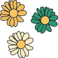 flowers in the style of the 70s groovy for creating patterns for backgrounds and cards. Vector illustration