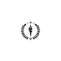 fire torch logo. torch logo with laurel wreath vector