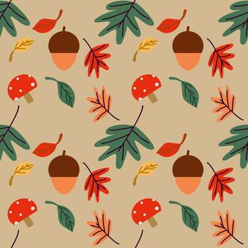 Autumn elements seamless pattern background. vector