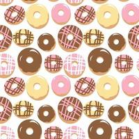 Cute donuts seamless pattern on white background vector