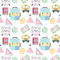 Back to school elements seamless pattern on white background. vector