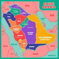 Saudi Arabia Colorful Map With Outline vector