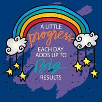 A little progress each day adds up to big results, lettering. Poster quotes. vector