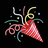 Party Popper. Exploding festive Popper with confetti. vector