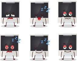 Cartoon character of black polaroid with sleepy expression vector