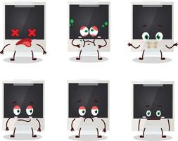 Black polaroid cartoon character with nope expression vector