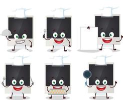 Cartoon character of black polaroid with various chef emoticons vector