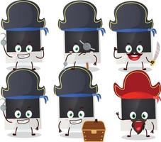 Cartoon character of black polaroid with various pirates emoticons vector