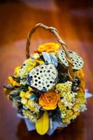 Dried floral bouquet in a basket photo