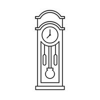 antique wall clock with outline style. showing seven o' clock. isolated on white background. vector illustration.