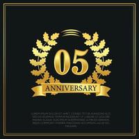 05 year anniversary celebration logo gold color design on black background abstract illustration vector