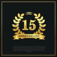 15 year anniversary celebration logo gold color design on black background abstract illustration vector
