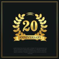 20 year anniversary celebration logo gold color design on black background abstract illustration vector