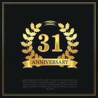 31 year anniversary celebration logo gold color design on black background abstract illustration vector