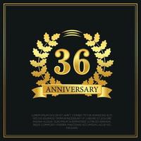 36 year anniversary celebration logo gold color design on black background abstract illustration vector