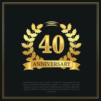 40 year anniversary celebration logo gold color design on black background abstract illustration vector