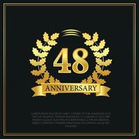 48 year anniversary celebration logo gold color design on black background abstract illustration vector