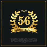 56 year anniversary celebration logo gold color design on black background abstract illustration vector