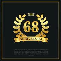 68 year anniversary celebration logo gold color design on black background abstract illustration vector