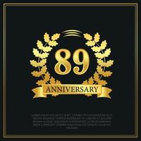 89 year anniversary celebration logo gold color design on black background abstract illustration vector