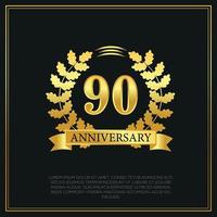 90 year anniversary celebration logo gold color design on black background abstract illustration vector