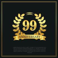 99 year anniversary celebration logo gold color design on black background abstract illustration vector