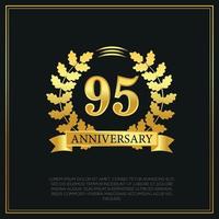 95 year anniversary celebration logo gold color design on black background abstract illustration vector