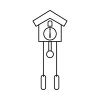 cuckoo clock with outline style. showing six o' clock. isolated on white background. vector illustration.