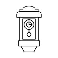 vintage wall clock in outline style. showing three o' clock. isolated on white background. vector illustration.