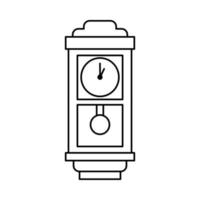 old wall clock in outline style. showing one o' clock. isolated on white background. vector illustration.