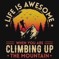 Mountain hiking adventure graphics tshirt design vector