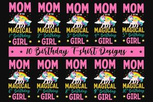 Mom of the magical birthday girl unicorn graphics tshirt design vector