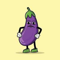 Sad Eggplant character Cartoon vector Illustration