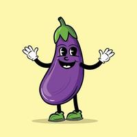 Happy Eggplant character Cartoon vector Illustration