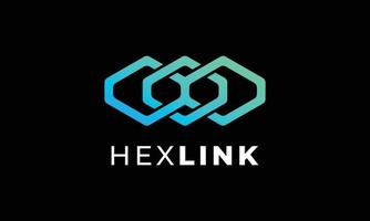 Logo vector minimalist design hexagon link chain gradation color symbol style connection network cooperation