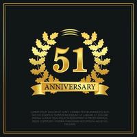 51 year anniversary celebration logo gold color design on black background abstract illustration vector