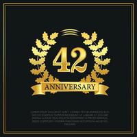 42 year anniversary celebration logo gold color design on black background abstract illustration vector